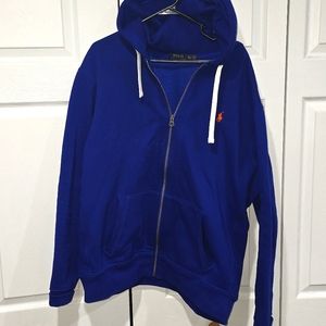 Polo Ralph Lauren XXL zip up hooded sweater royal blue